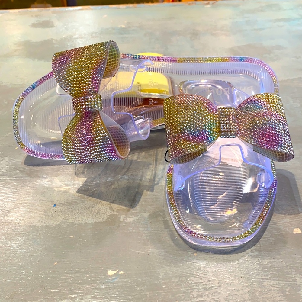 Rhinestone jelly slides, by Bamboo